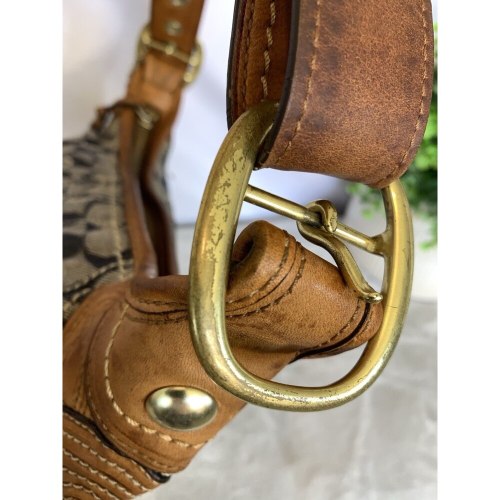 COACH Bleecker Denim 11781 Vachetta Leather Floral Applique Duffle Bag RARE - Picture 14 of 17